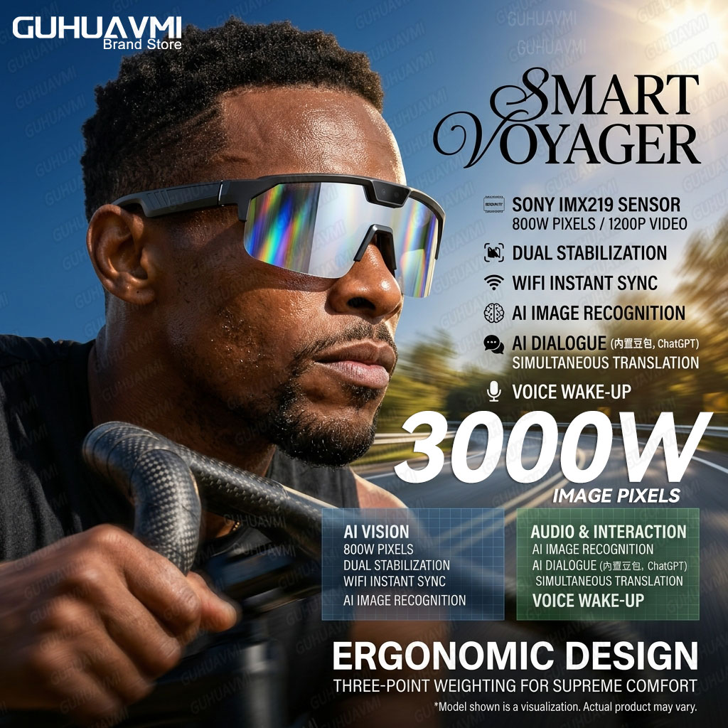 Music Audio Pro - Lunettes Intelligentes Photochromiques avec Caméra HD