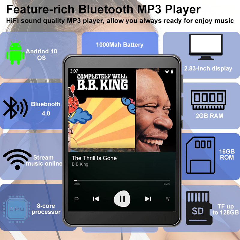 Audio Music For Download - Lecteur MP3 WiFi Android 10, Spotify,